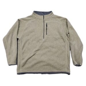 Simms Fishing Products Sweater Mens XL Golden Brown 1/4 Zip Ribbed Chest Pocket